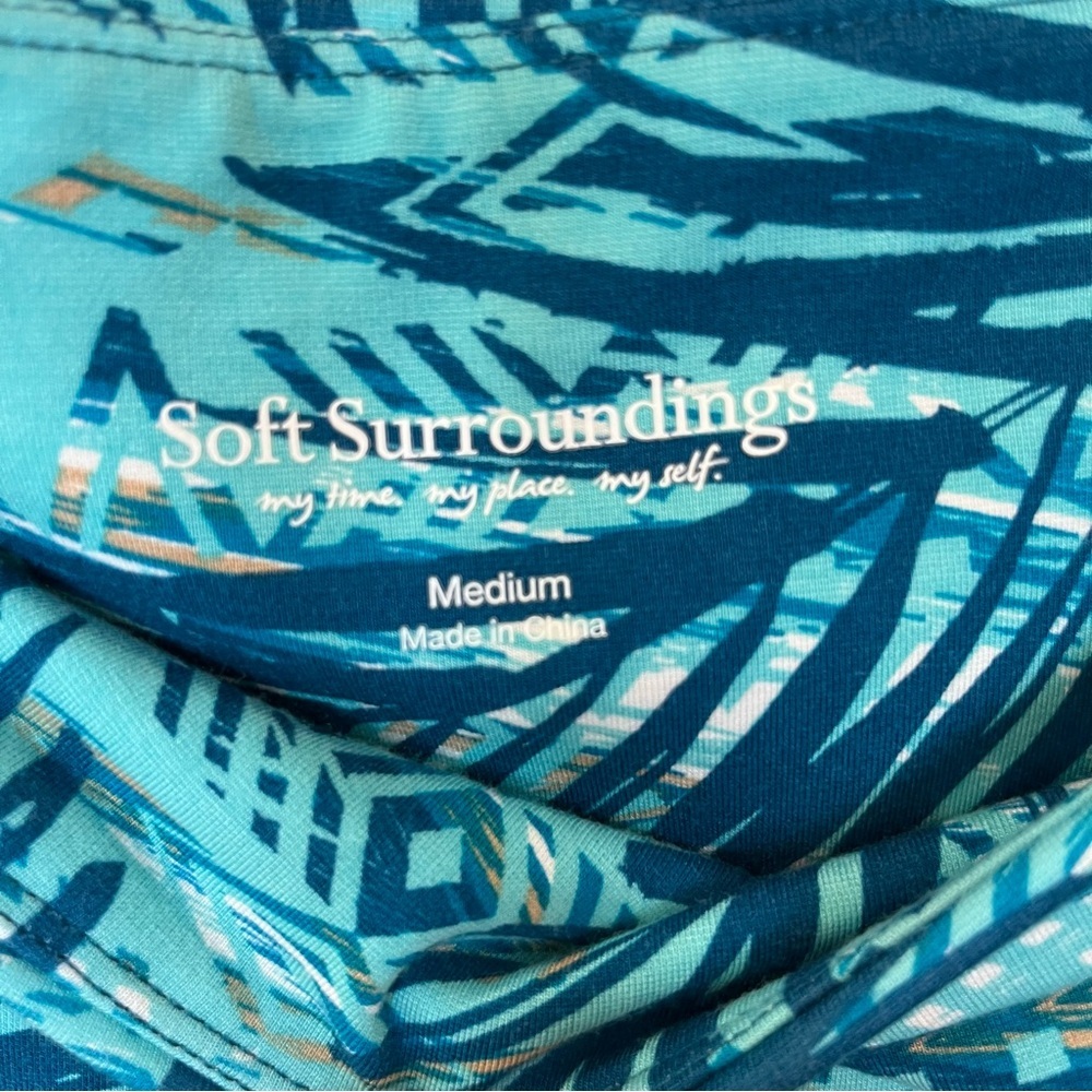 Soft Surroundings Leggings Womens Medium Tropical Blue Green Activewear - Picture 5 of 6